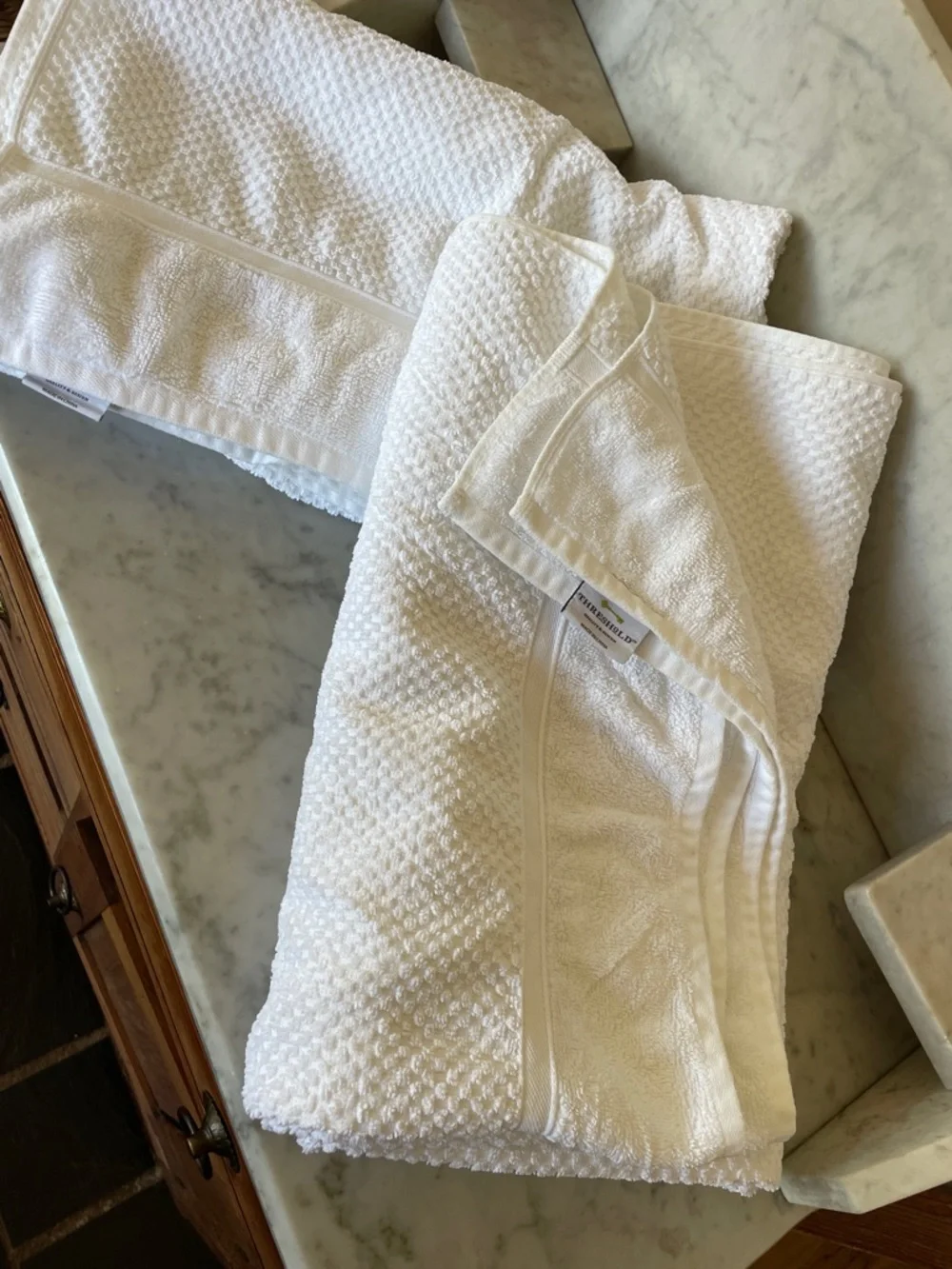 THRESHOLD White Cotton Waffle Weave Bath Sheets Set of 2